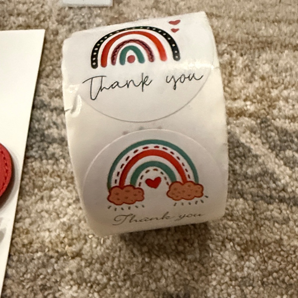 Cute Rainbow "Thank You" Sticker Roll - Multicolor